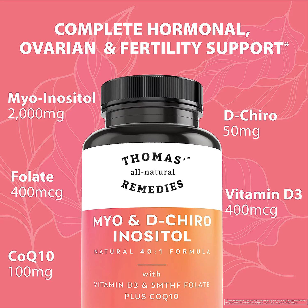 Inositol Blend Supplement with Folate and Vitamin D3, 90 Vegan Capsules A3609
