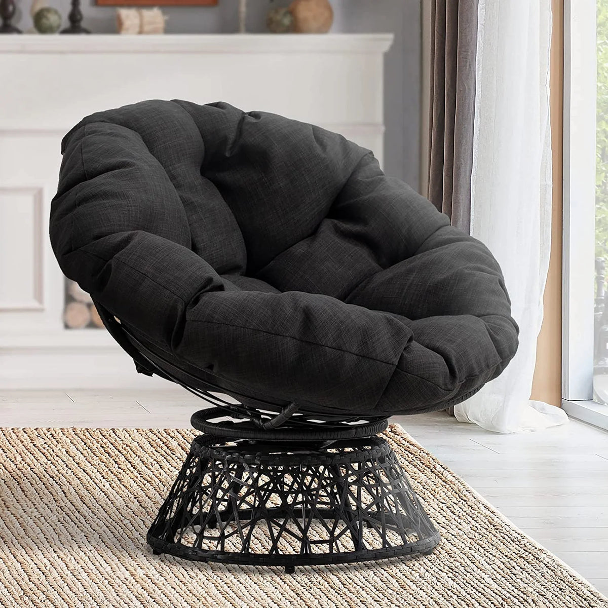 Black Papasan Chair with Steel Frame M8293