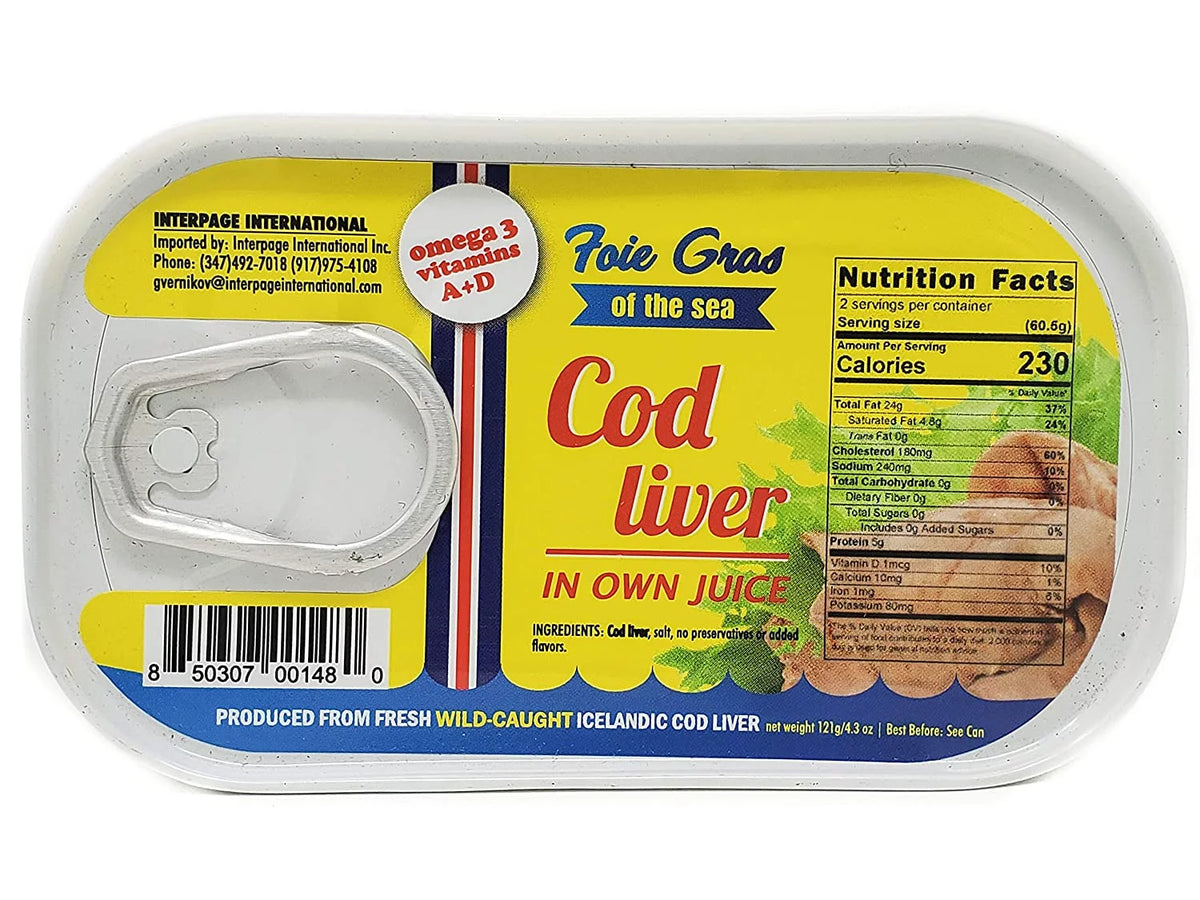 Canned Cod Liver In Own Oil 4.3oz Pack of 12 X94967