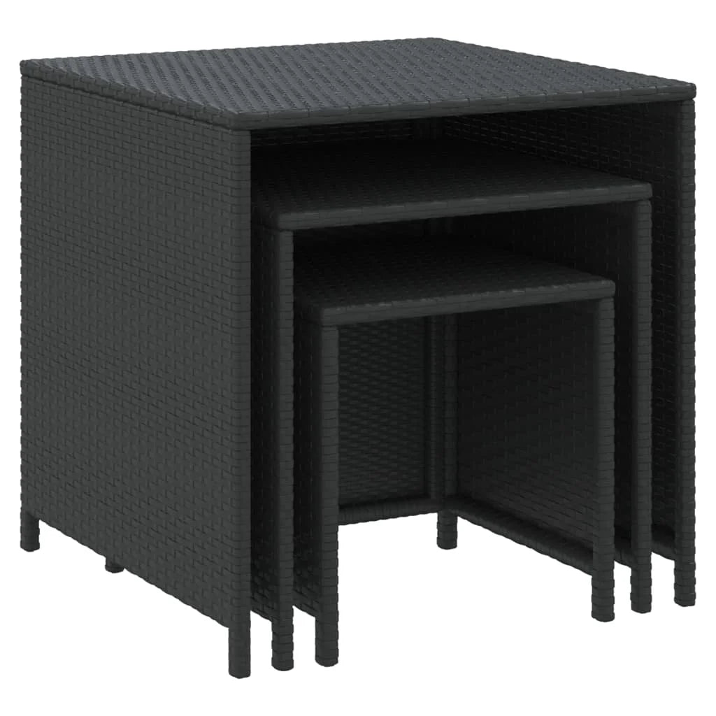 Black Poly Rattan Nesting Tables 3 pcs V7541