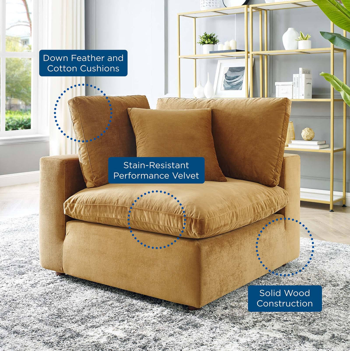Green Performance Velvet Corner Chair T412