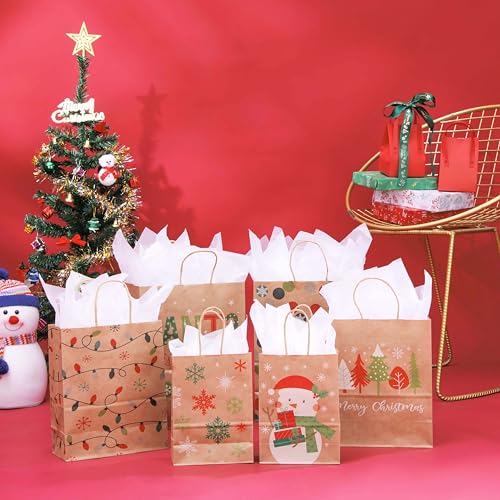 24 Christmas Gift Bags Assorted Sizes with Tissue Paper P8290