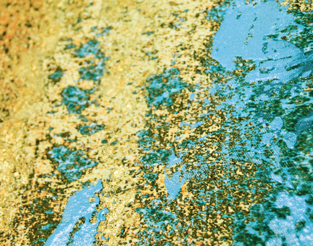Liquid Gold Abstract Framed Embellished Foiled Canvas X370