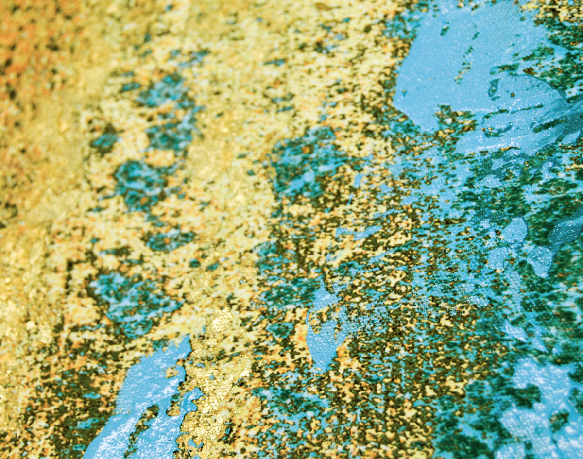 Liquid Gold Abstract Framed Embellished Foiled Canvas X370