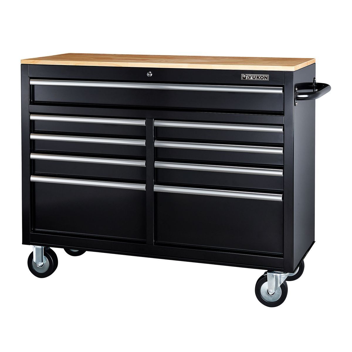 Black 9-Drawer Mobile Storage Cabinet with Solid Wood Top P115717