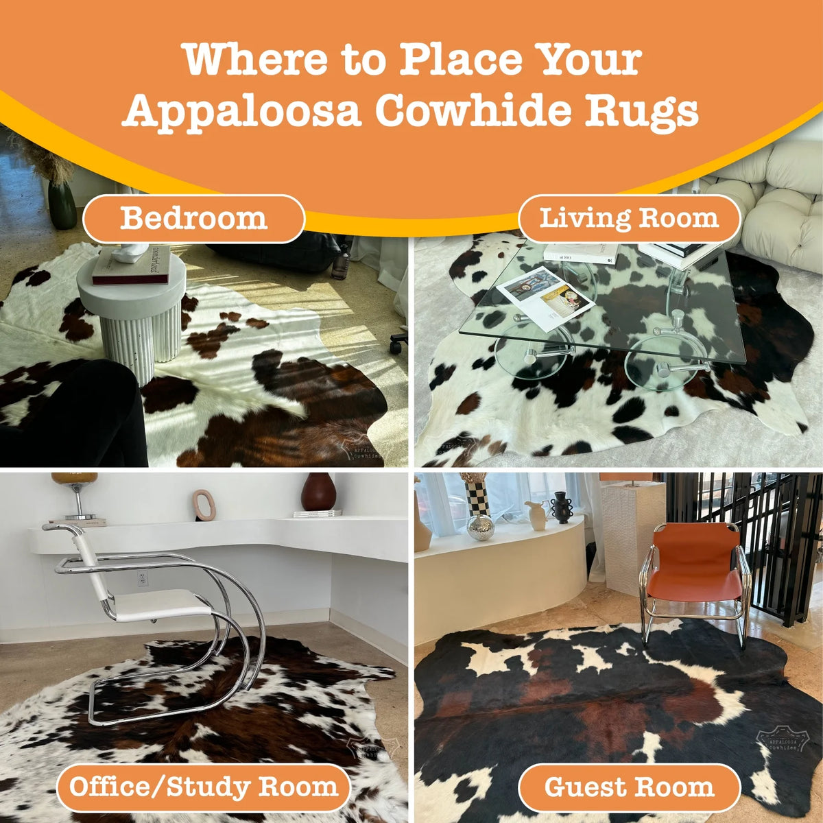 Medium Tricolor Cowhide Rug 5' x 7' R4688