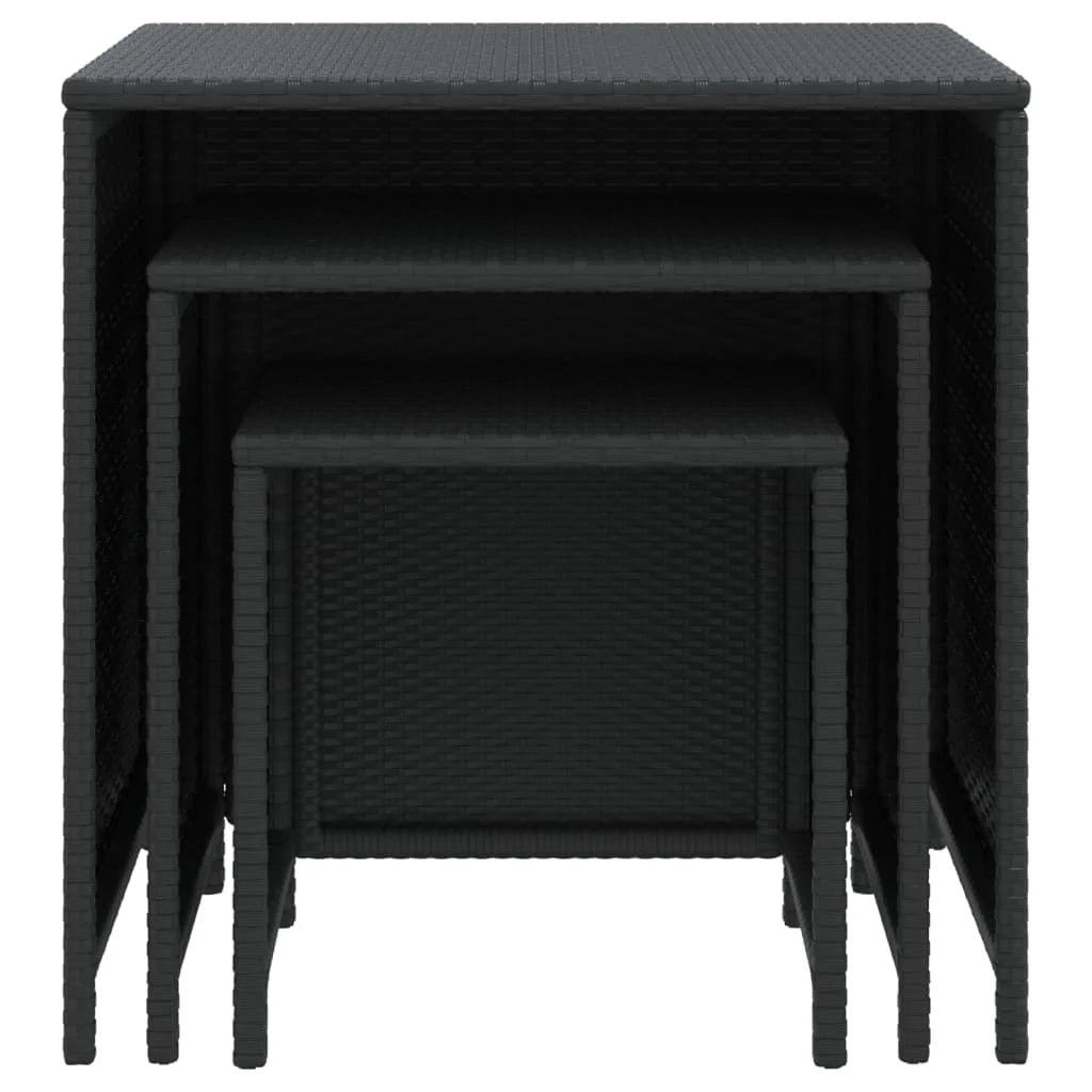 Black Poly Rattan Nesting Tables 3 pcs V7541