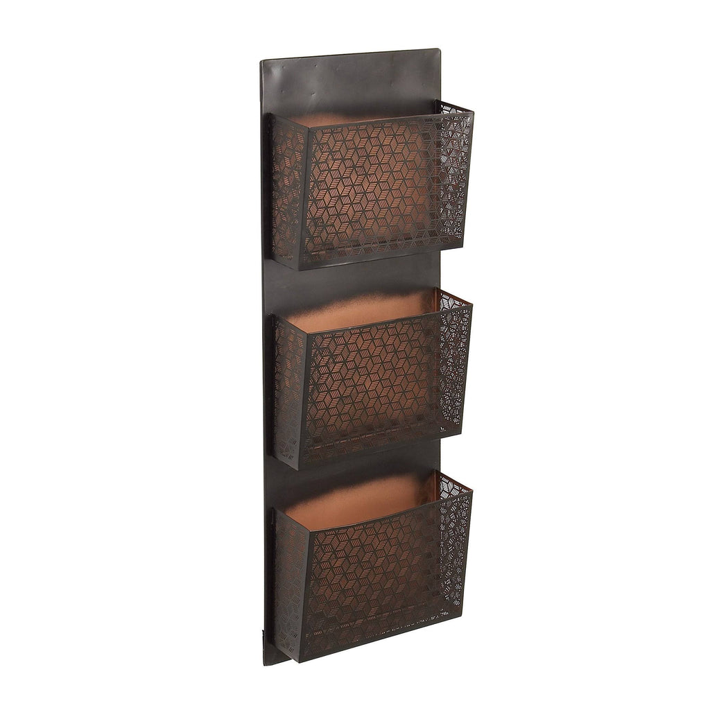 Metallic Black / Beige Wall Mounted 3 Pocket Letter Holder R663