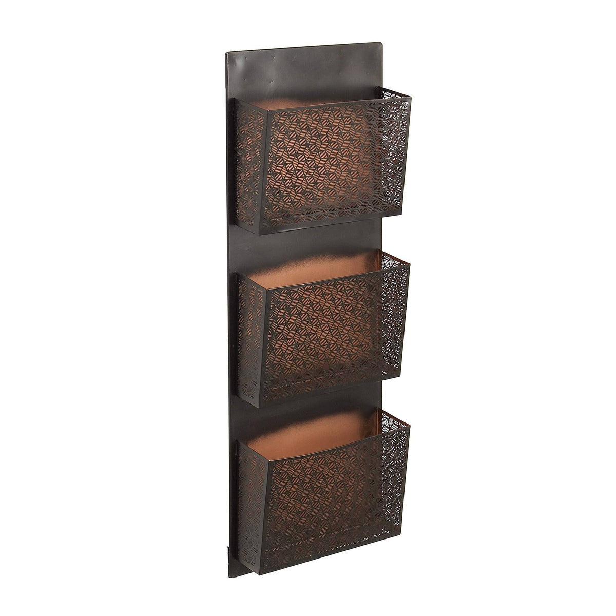 Metallic Black / Beige Wall Mounted 3 Pocket Letter Holder R663