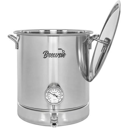 10 Gallon Stainless Steel Home Brew Kettle with False Bottom Thermometer and Ball Valve E734