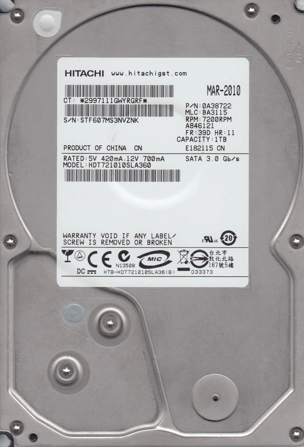 1TB SATA 3.5 Hard Drive X7343