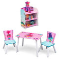 4-Piece Playroom Set with Table and 2 Chair Set and 3-Shelf Bookcase W847900