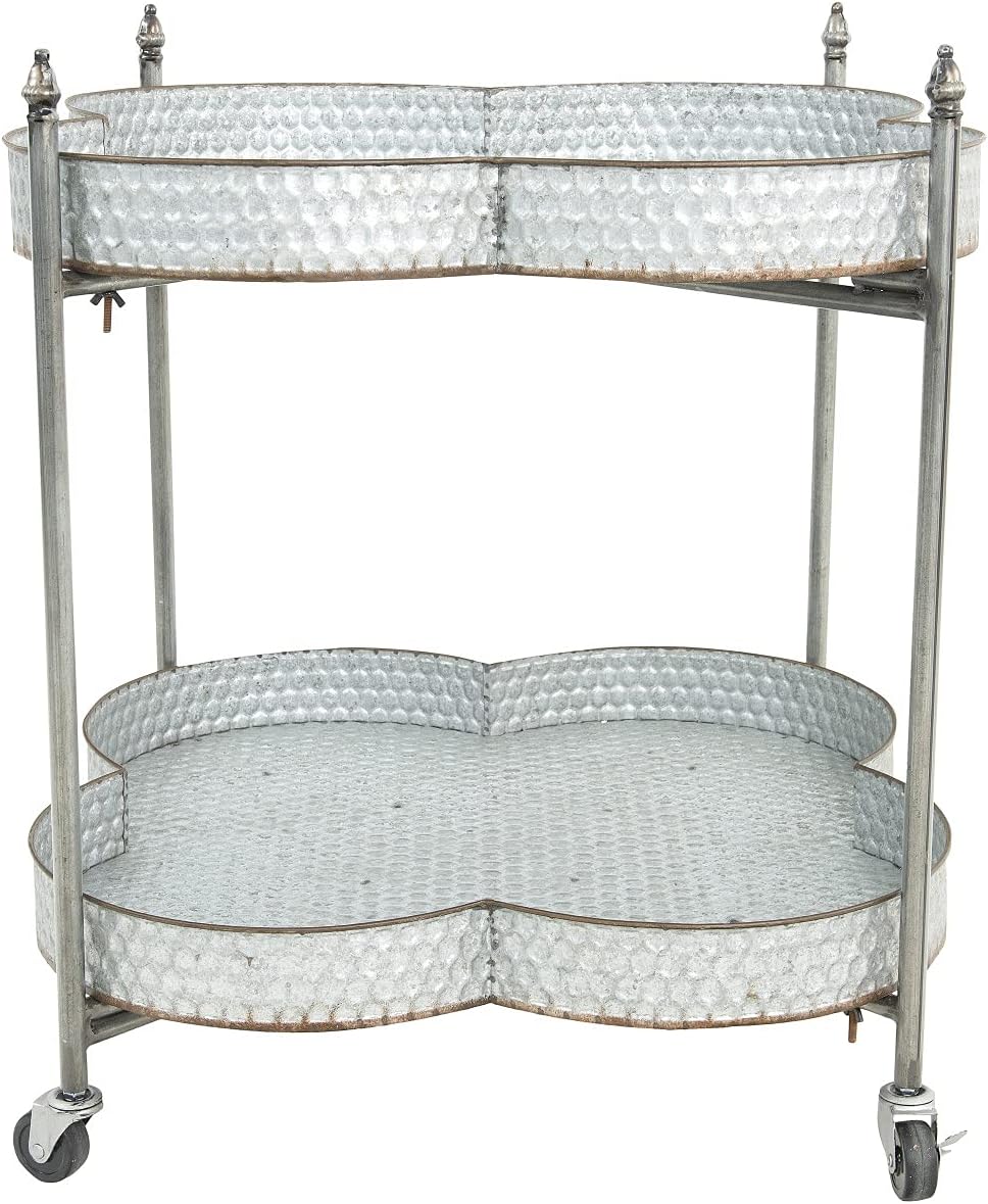 Metal Clover Shaped 2-Tier Bar Cart Q6468
