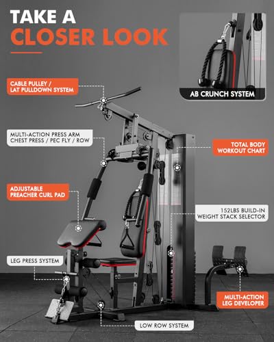 150LBS Weight Stack Multifunctional Home Gym Equipment S50677