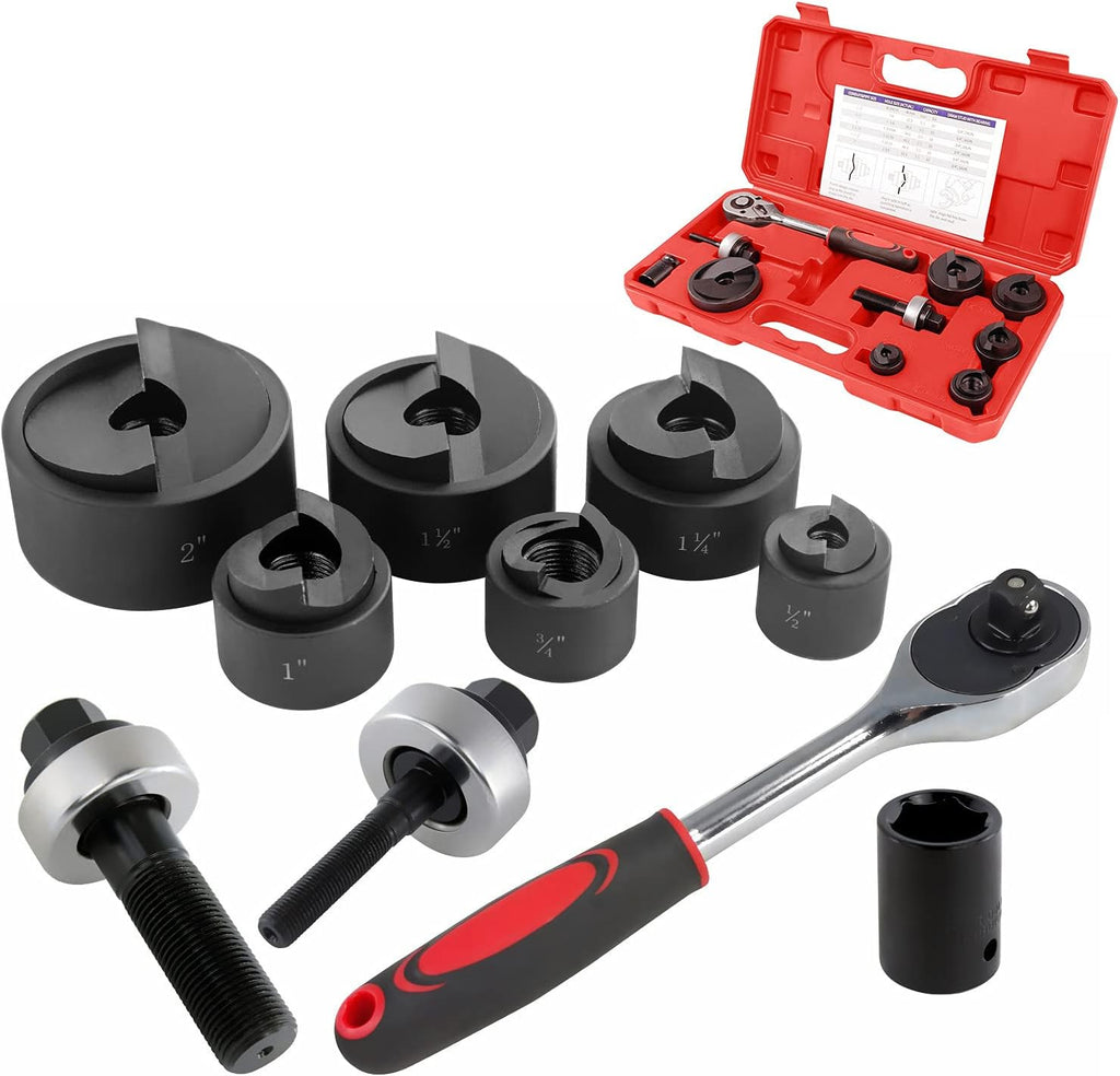 Ratchet Knockout Hole Punch Driver Kit 1/2 to 2 inch Hole Cutter Set C593