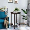 Dark Coffee Tall End Table With Storage Shelf And Solid Wood Legs, D12xw15xh29 Inches G405