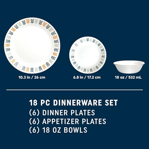 18-PC Dinnerware Set, Service for 6, Glass Plate & Bowl Set B95859