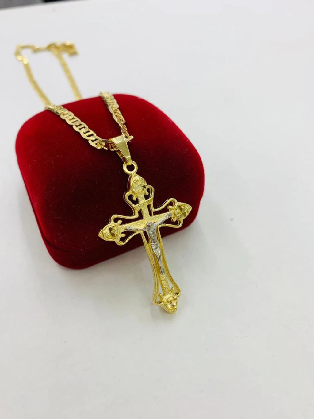 Two Tone Jesus Christ Pendant Crucifix Necklace S2762