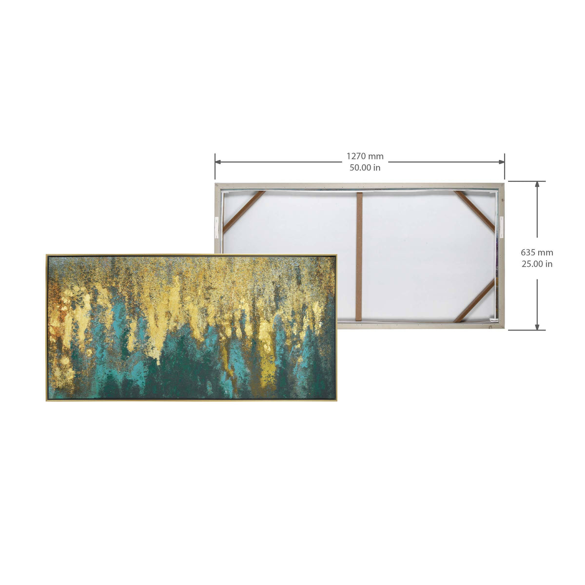 Liquid Gold Abstract Framed Embellished Foiled Canvas X370