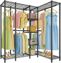 67.5" L Shaped Freestanding Wire Garment Rack R704315