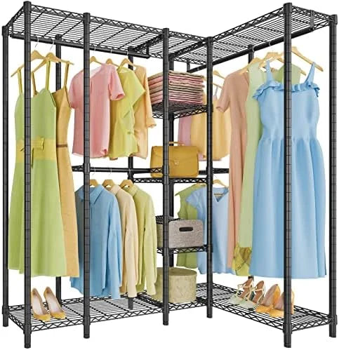 67.5" L Shaped Freestanding Wire Garment Rack R704315