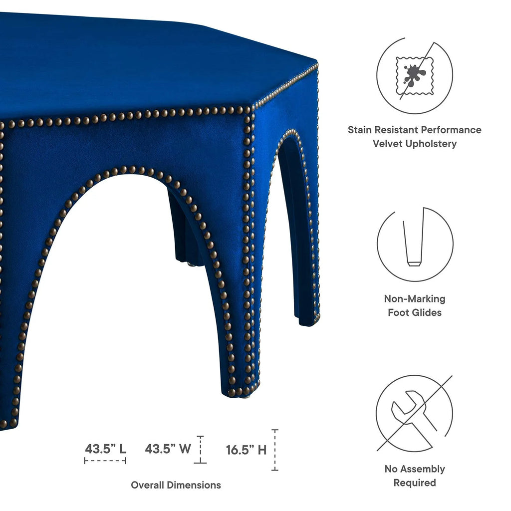 Blue Navy Velvet Ottoman Accent Chair L3647