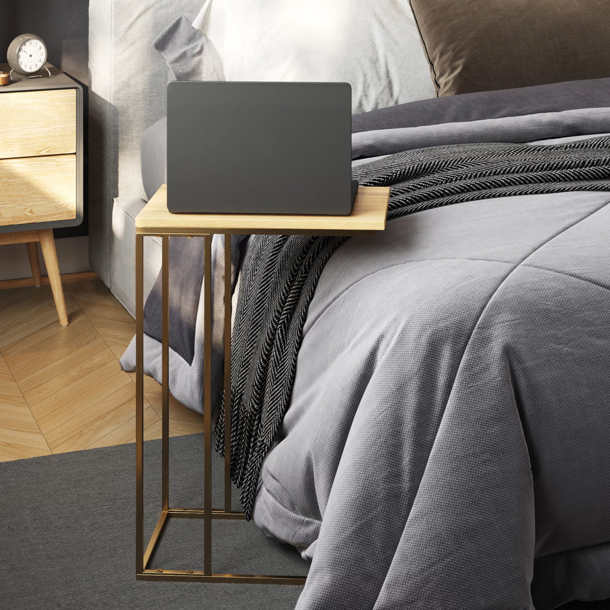 C-Shaped Mango Wood End Table C61626