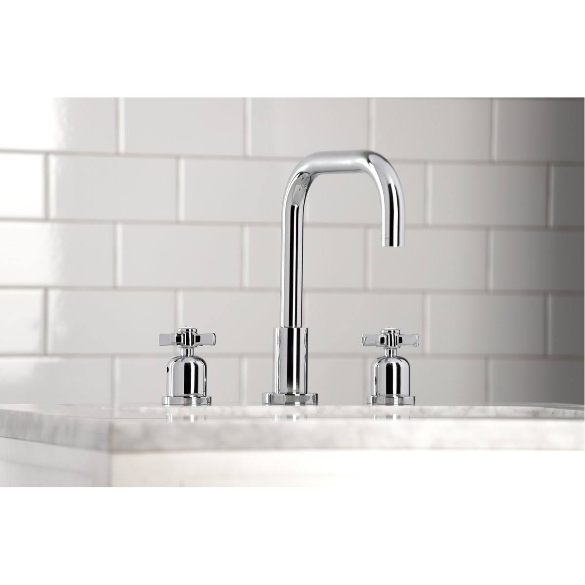 Matte Black Widespread Bathroom Faucet with Brass Pop-Up X7850