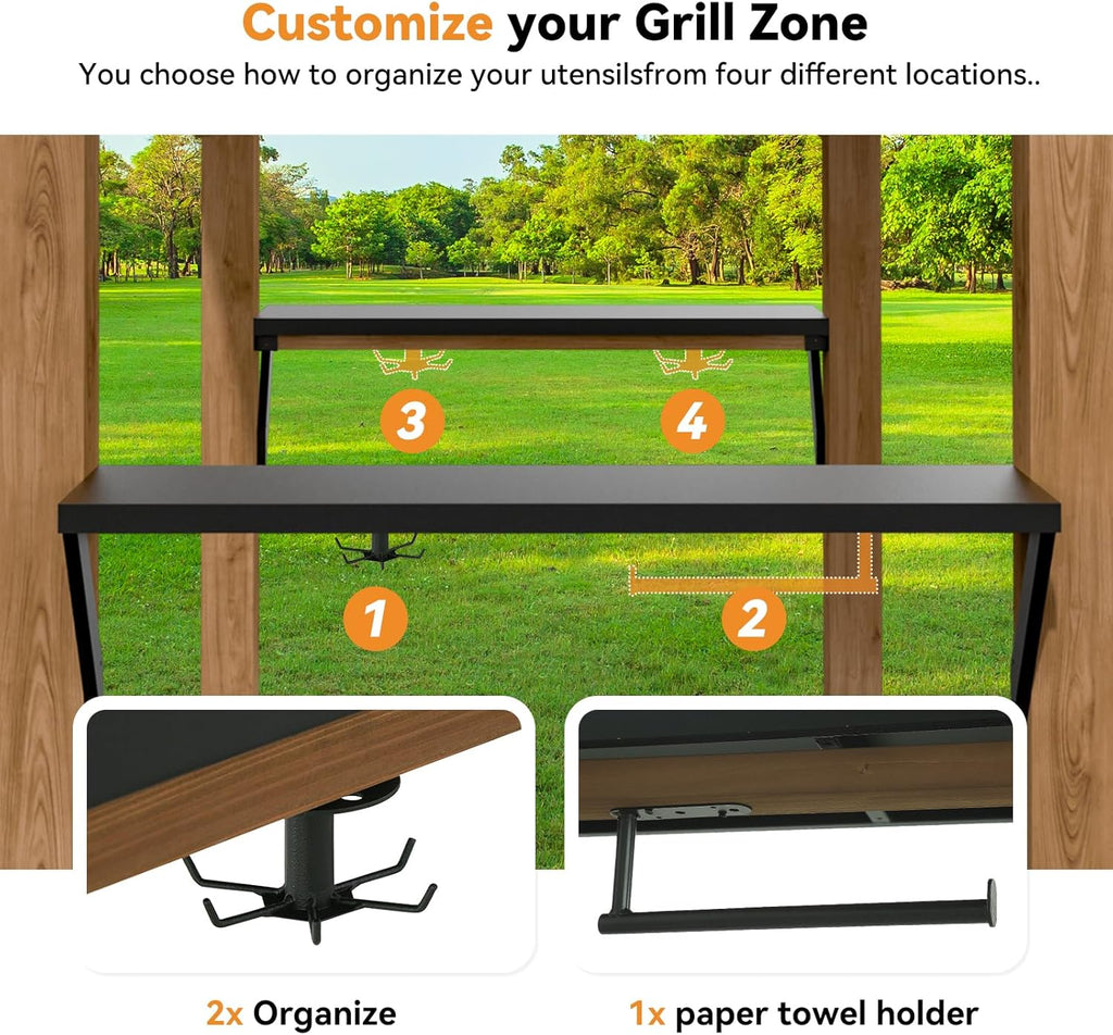 Cedar Wood Grill Gazebo with Galvanized Steel Roof S632749