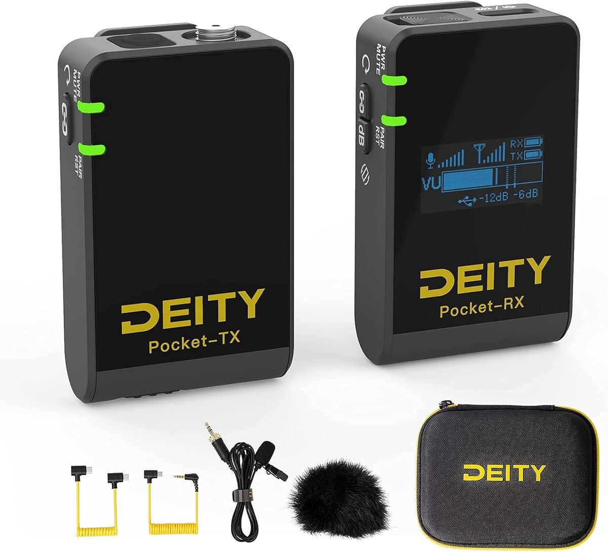 Wireless Lavalier Microphone System with OLED Display, 3.5 mm Audio Input, White F944519