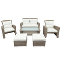 Patio Furniture Set of 4 Rattan Conversation Furniture with Ottoman and Glass Table X6831
