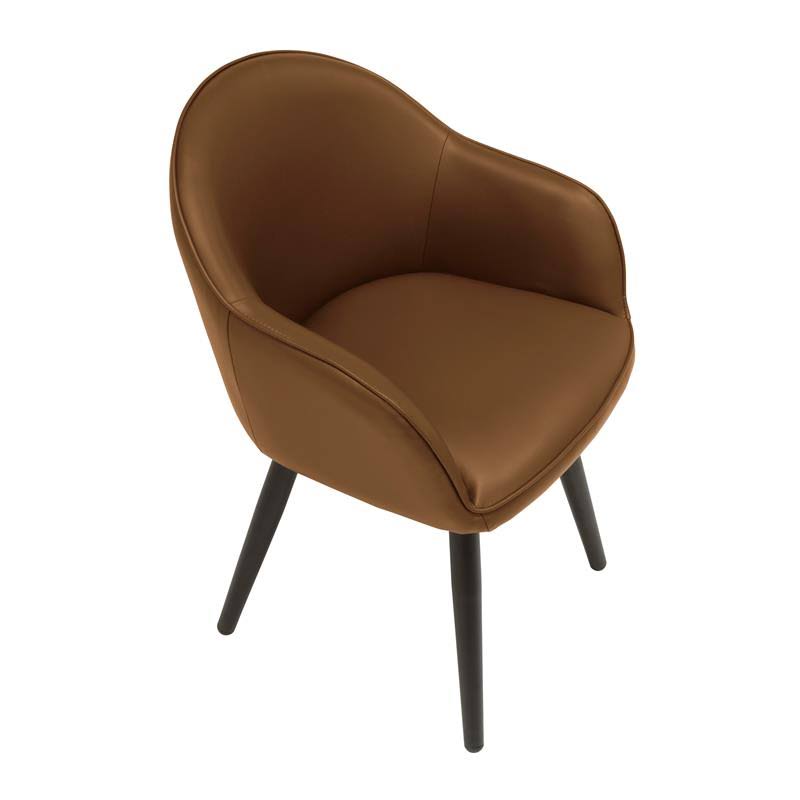 Caramel Brown Faux Leather Accent Chair with Arms F510