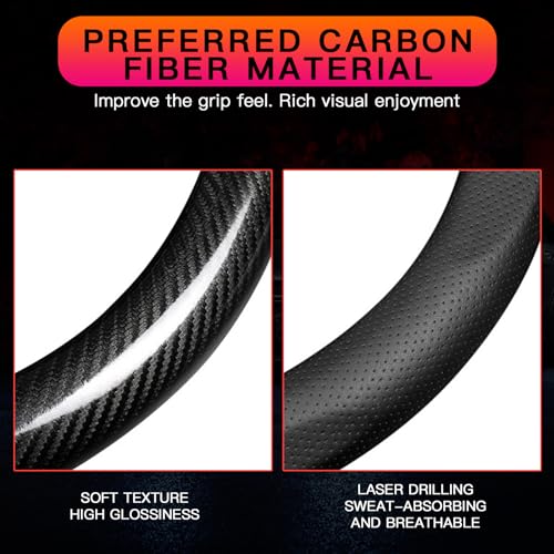 Black Carbon Fiber Steering Wheel Cover V437