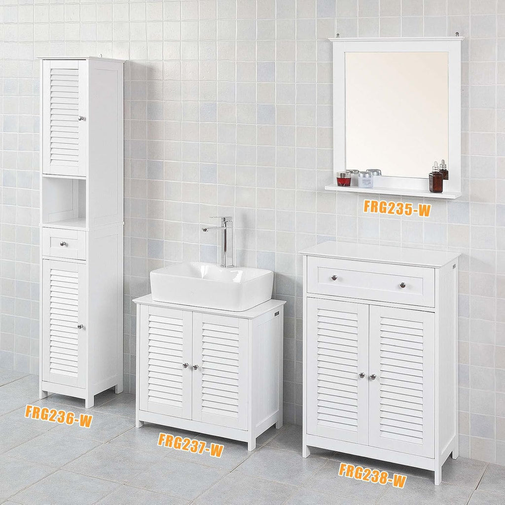 White Bathroom Vanity Set with Drawer and Double Shutter Door G638