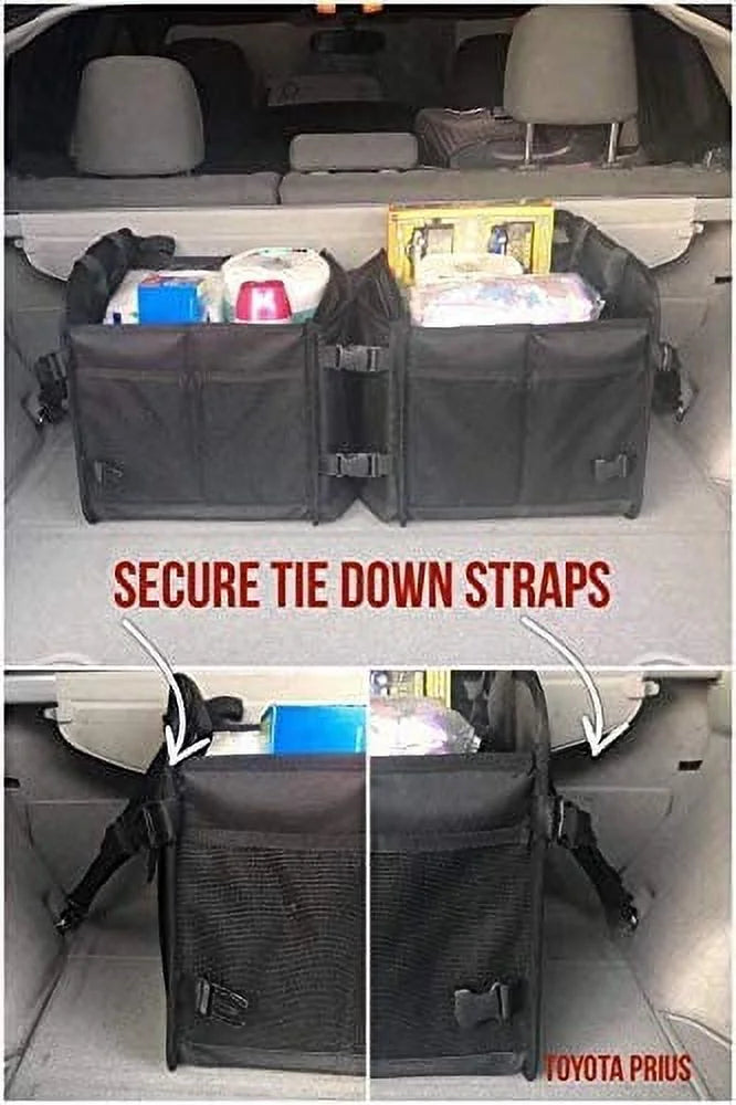 Convertible 3 Compartment SUV Trunk Organizer with Cover, Black L736807