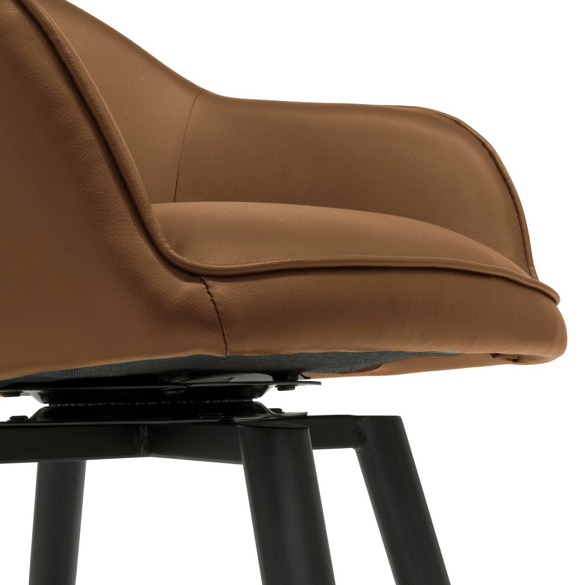 Caramel Brown Faux Leather Accent Chair with Arms F510
