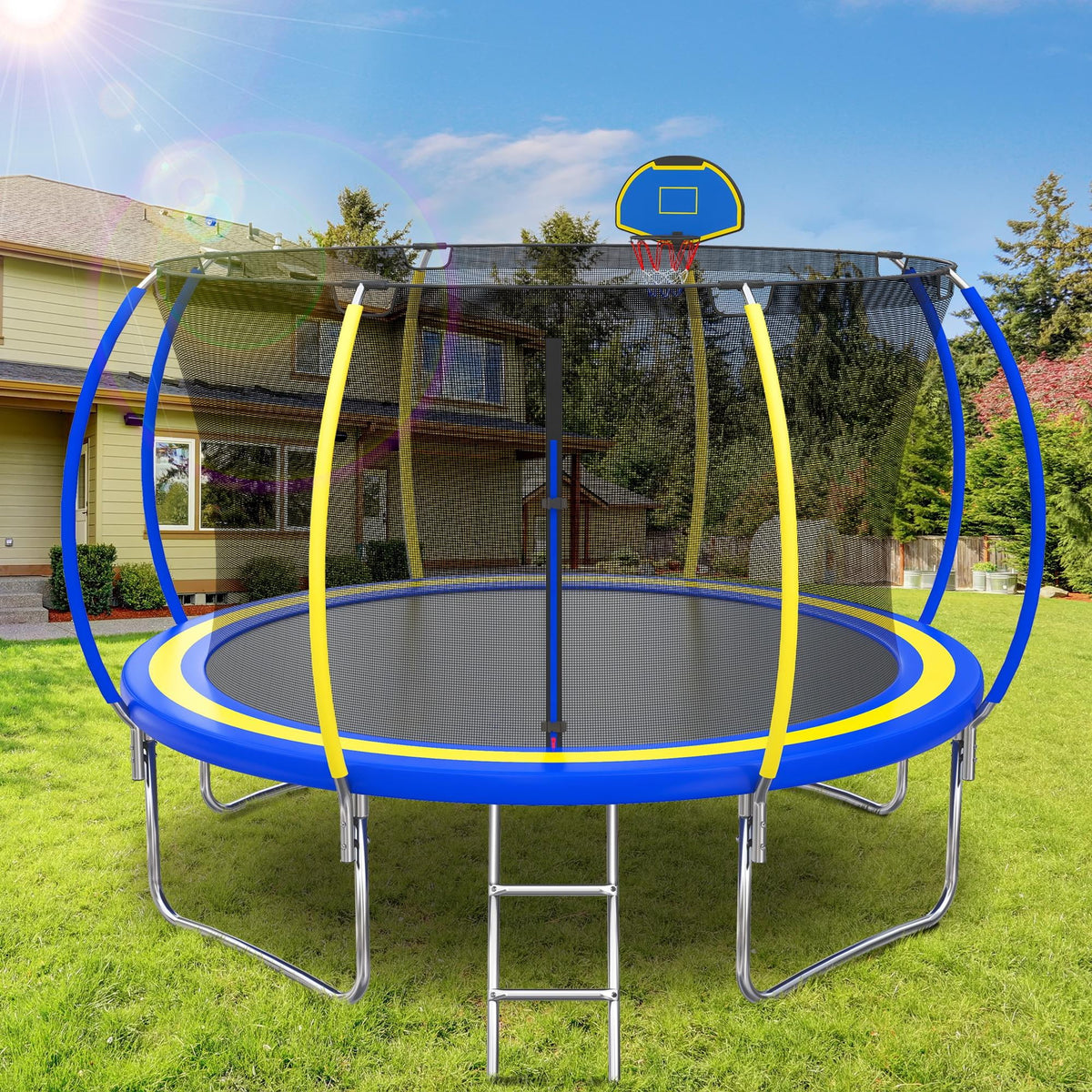 12FT Round Trampoline with Enclosure Net F424404