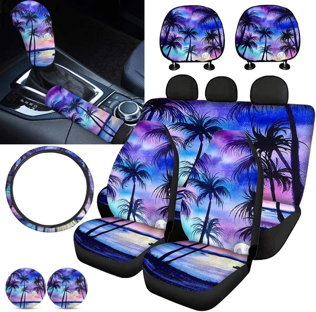 Car Seat Covers Full Set with Steering Wheel Cover, Gear Shift Knob Cover, Handbrake Cover, Seat Belt Cover, Seat Headrest Covers H138769