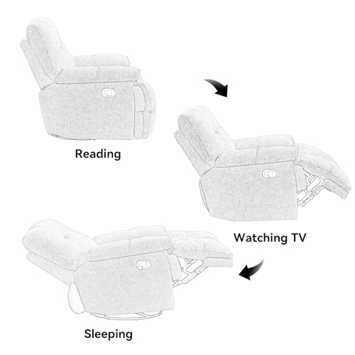 Cream White Oversized Velvet Rocker Recliner Chair J798844