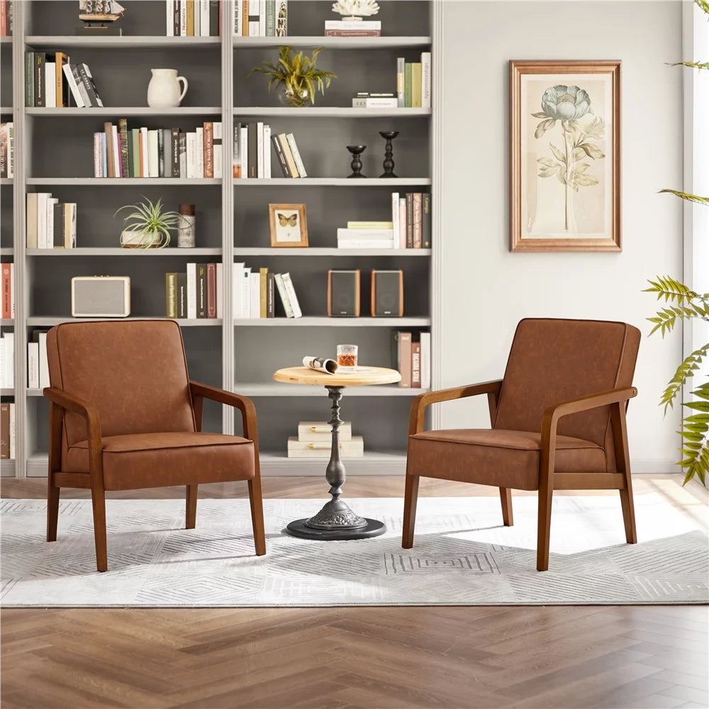 Light Brown Faux Leather Armchair A14784