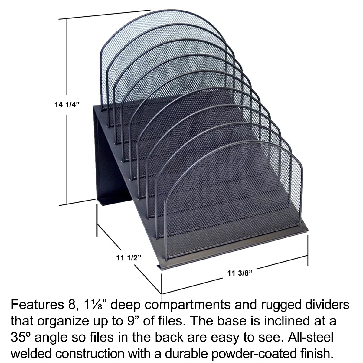 8 Section Black Wire Mesh Desktop Organizer X10182