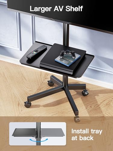Rolling TV Stand on Wheels for 23-60 Inch TVs, Height-Adjustable with Shelf, Max VESA 400x400mm A385959