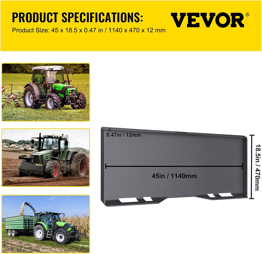 Skid Steer Mount Plate Steel Quick Attachment Loader Plate with 3 Welding Rods (1/2") Z428