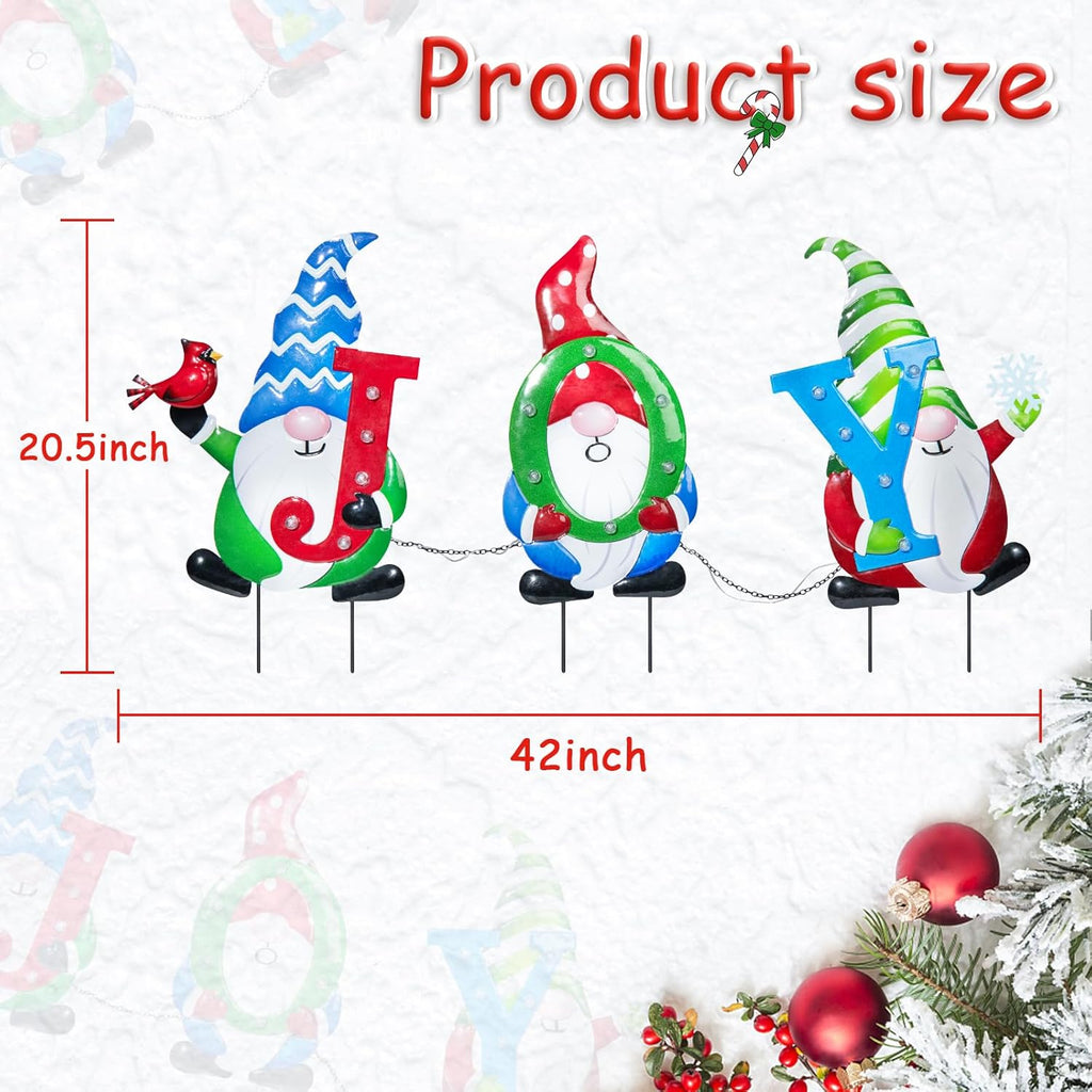 3 PCS Metal Christmas Yard Stakes with Led Light S52507