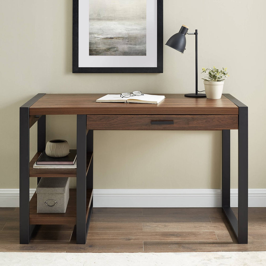 48x22 Industrial Farmhouse Tech Desk with USB Dark Walnut Z833