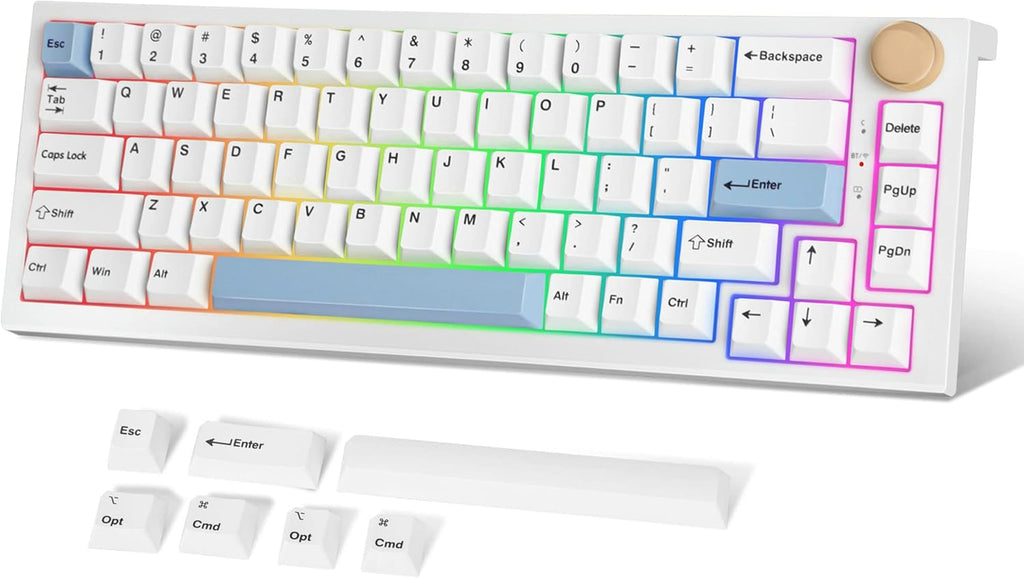 3-Mode Hot Swappable RGB Backlit 65% Mechanical Keyboard K123882