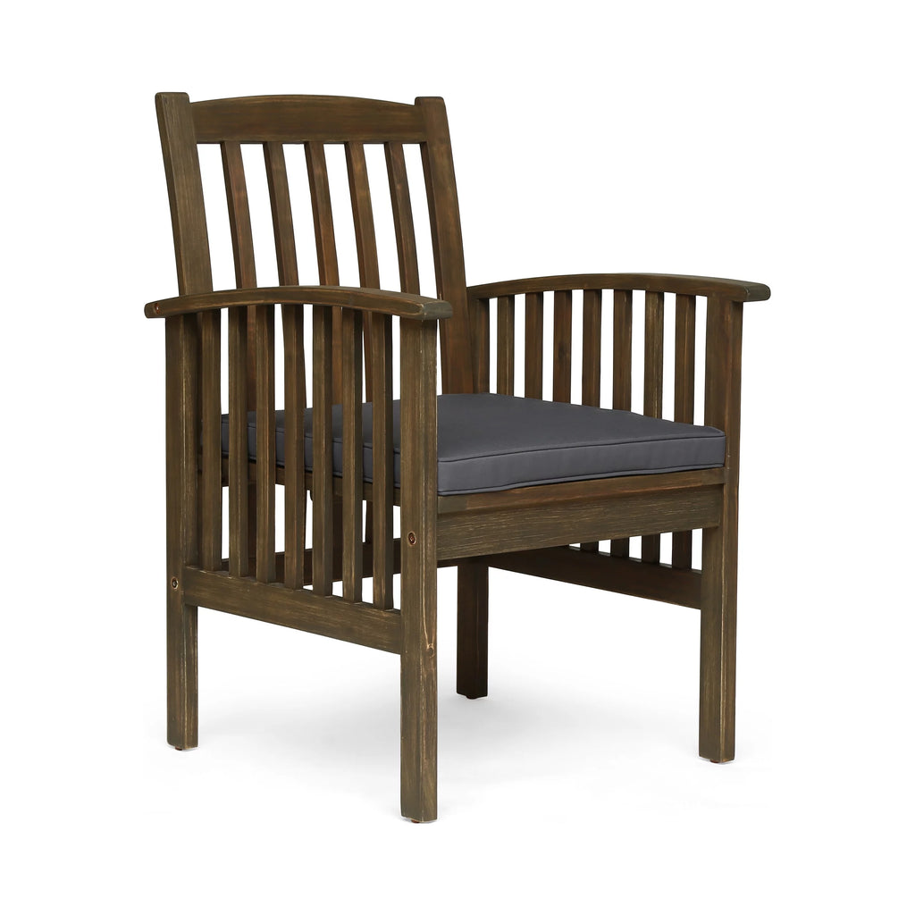 Acacia Wood Outdoor Dining Chairs with Cushion, Set of 2 J867688