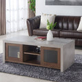 Distressed Walnut Industrial Coffee Table Y7651