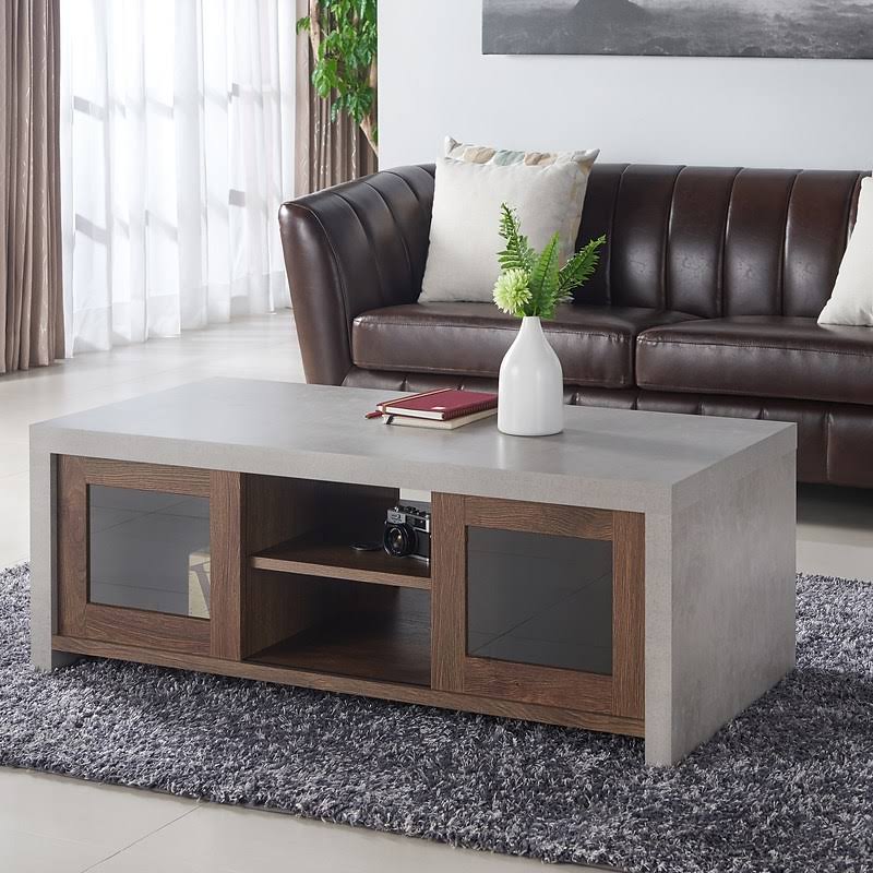 Distressed Walnut Industrial Coffee Table Y7651