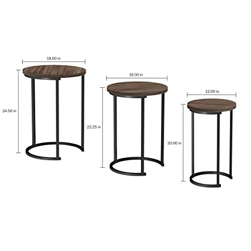 Set of 3 Round Faux Marble Nesting Tables D8756